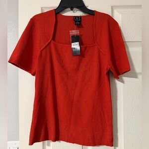 INC International Concepts Red Short Sleeve Top